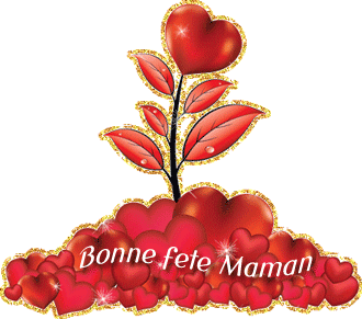 Gif animé bonne fête maman fleur en coeur